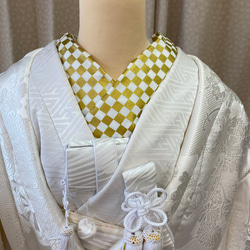 半衿・婚礼用　　　白金系市松柄 はんえり 1枚目の画像