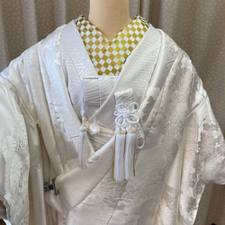 半衿・婚礼用　　　白金系市松柄 はんえり 2枚目の画像