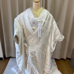 半衿・婚礼用　　　白金系市松柄 はんえり 3枚目の画像