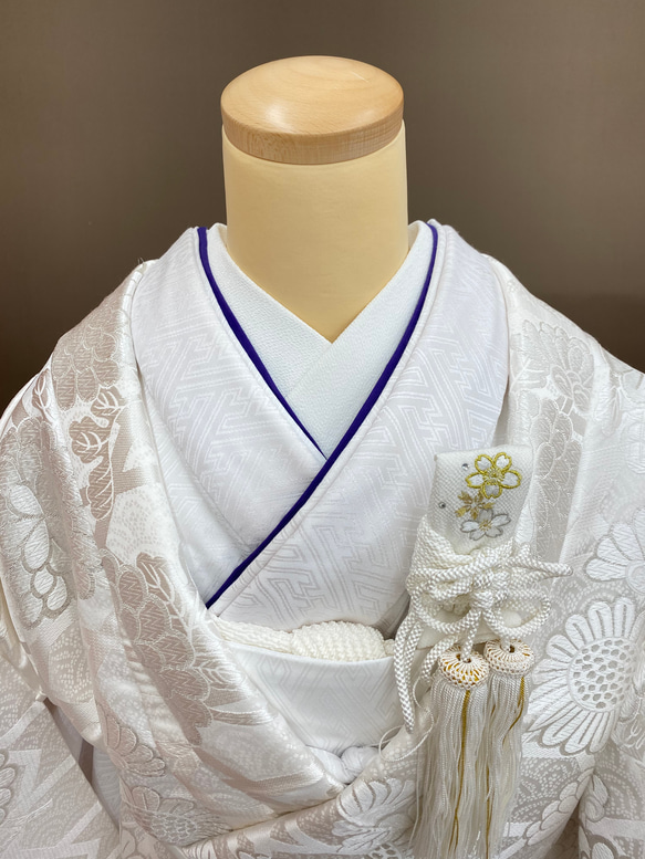【受注生産】伊達衿(重ね衿) 簡単差し込み式　婚礼用 青紫系 1枚目の画像