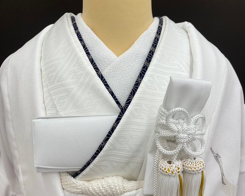 受注生産】伊達衿(重ね衿) 簡単差し込み式 婚礼用 麻の葉柄 濃紺系