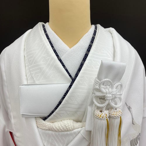 受注生産】伊達衿(重ね衿) 簡単差し込み式 婚礼用 麻の葉柄 濃紺系