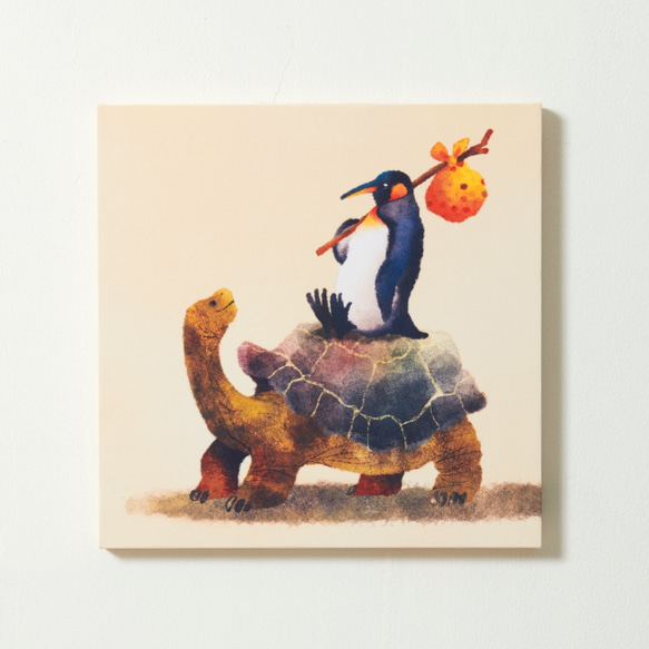 壁掛けアートパネル　旅のひとやすみ［キングペンギンの旅シリーズ］ 1枚目の画像