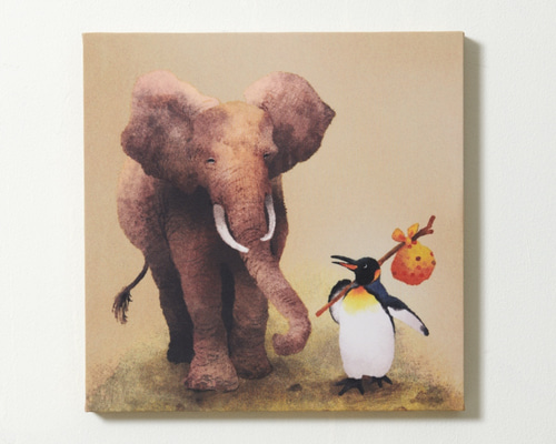 壁掛けアートパネル 旅のおしゃべり［キングペンギンの旅シリーズ