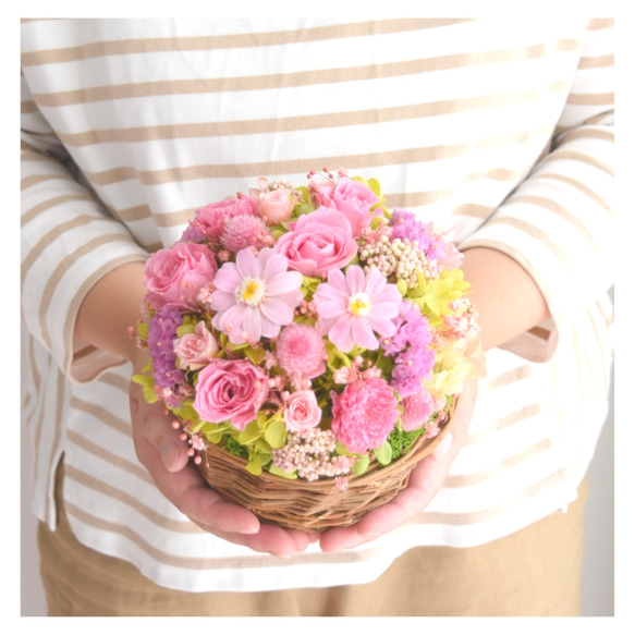 枯れない花 プリザーブドフラワー ソフトピンク 誕生日 祝い プレゼント 女性 母 5枚目の画像