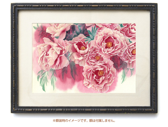 油絵原画芍薬peony手描き インテリアアート 油彩画