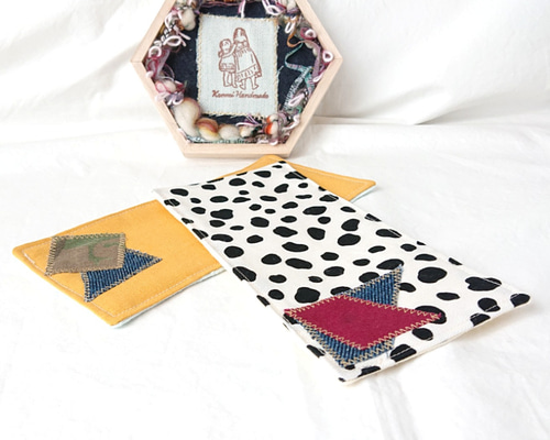 【032】ハーフサイズ　ガーゼハンカチ　ガーゼタオルハンカチ　ハンドメイド 2）ハーフハンカチ セット 裏面ガーゼタオル ハンドメイド アニマル柄