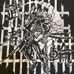 オリジナル和柄Tシャツ『武者輪カタナ』（ブラック）Sサイズ 2枚目の画像