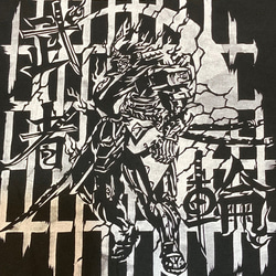 オリジナル和柄Tシャツ『武者輪カタナ』（ブラック）Mサイズ 2枚目の画像