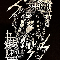 オリジナル和柄Tシャツ『雷神』（ブラック）Sサイズ 3枚目の画像