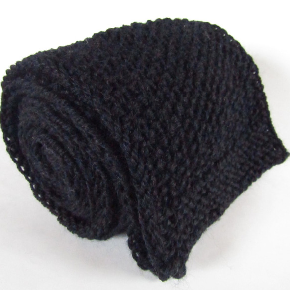 ❁手編み❁鹿の子編みのマフラー(ブラック)(男女兼用)＊一点もの