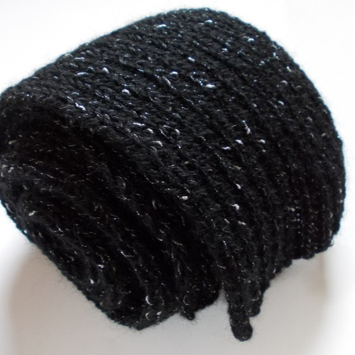 手編み❁ラメ入りきらきらマフラー(ブラック)＊一点もの マフラー