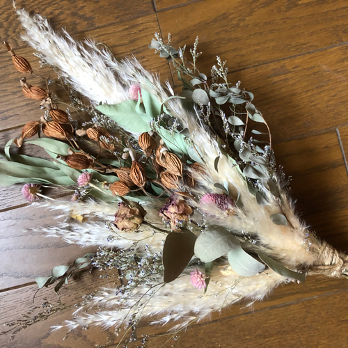 パンパスグラスのスワッグ 特大 横長スワッグ ドライフラワー