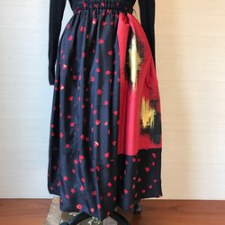 赤黒着物リメイクバルーンスカート 2枚目の画像