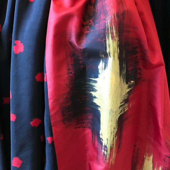 赤黒着物リメイクバルーンスカート 4枚目の画像