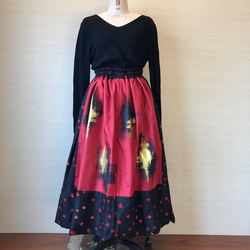 赤黒着物リメイクバルーンスカート 6枚目の画像