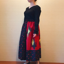 赤黒着物リメイクバルーンスカート 8枚目の画像