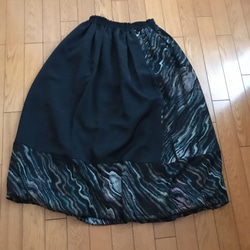 黒波柄絵羽織リメイクバルーンスカート 5枚目の画像