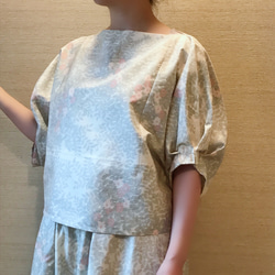白大島着物リメイクワイドパンツ キュロット・ワイドパンツ ねず
