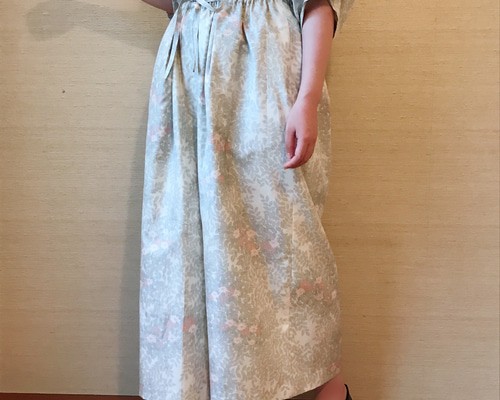 白大島着物リメイクワイドパンツ キュロット・ワイドパンツ ねずころも