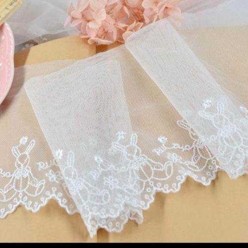 ヴィンテージ 手刺繍 うさぎのフィレレース【sa445】