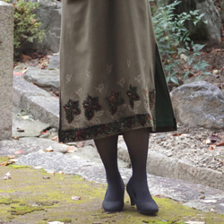 イタリア製生地使用◎モスグリーンのスリットジャンパースカート 4枚目の画像