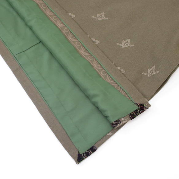 イタリア製生地使用◎モスグリーンのスリットジャンパースカート 10枚目の画像