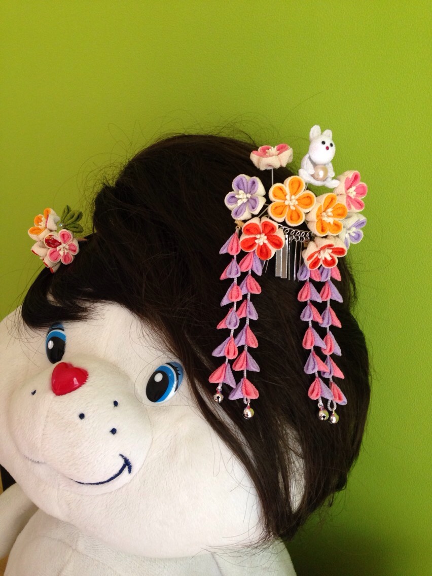 七五三かんざし　うさちゃんと花畑