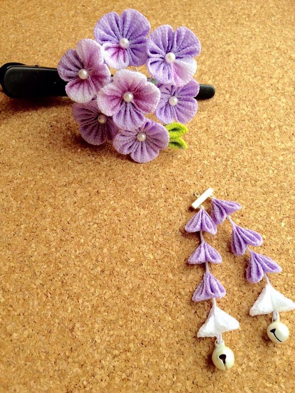 梅雨を楽しむ　淡色の紫陽花　ヘアクリップ 2枚目の画像