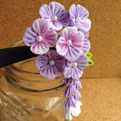 梅雨を楽しむ　淡色の紫陽花　ヘアクリップ 3枚目の画像
