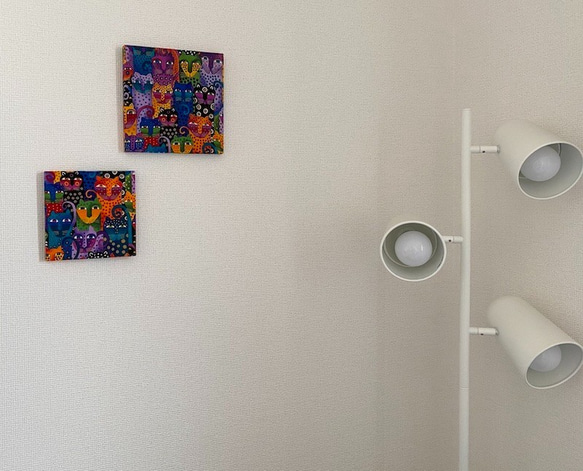 ファブリックパネル　カラフル猫（アートパネル） 3枚目の画像