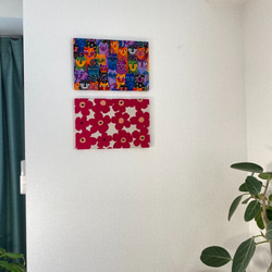 ファブリックパネル　カラフル猫（アートパネル） 4枚目の画像