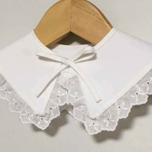 つけ襟 リボン刺繍綿レース 白 女の子 子供服 Rika Hanamoto 通販