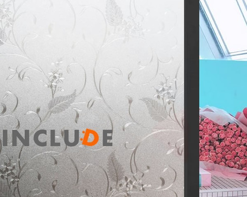 ガラスフィルム 【約90cmx約100cm】フラワー 花柄 ボタニカル デザイン