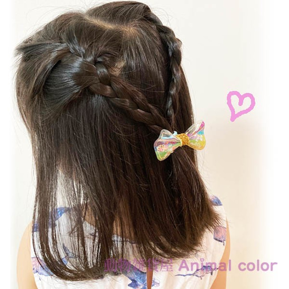キラキラリボン髪飾り（子供用） 3枚目の画像