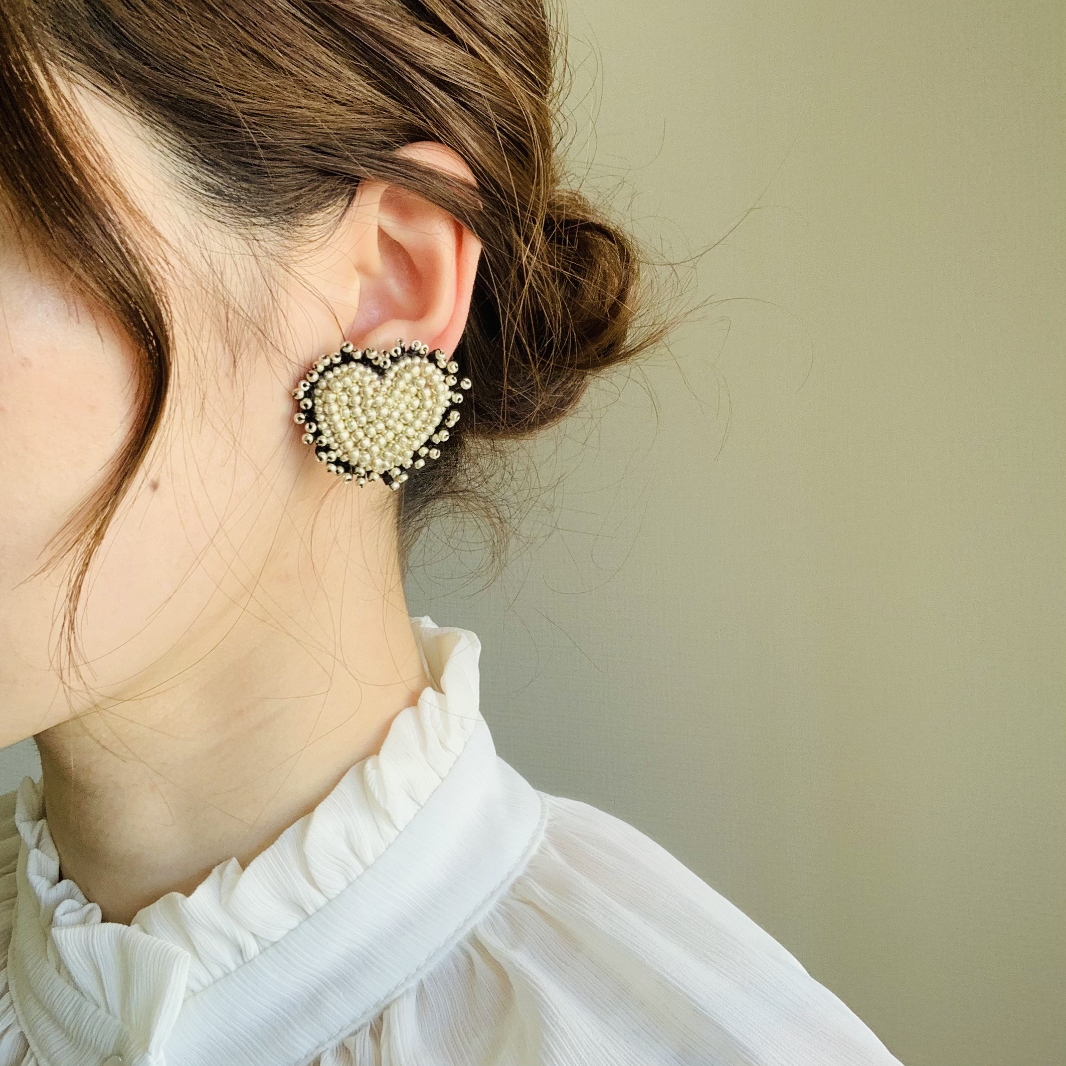 34.大人かわいい♡ ビーズ刺繍 アンティーク ハンドメイドピアス