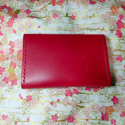 牛本革名刺入れ(赤色)　altoレザー(国産、国内製造レザー)使用　手縫い 5枚目の画像