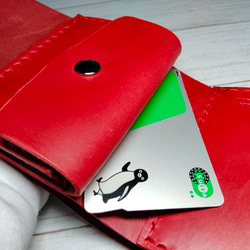 ショートウォレット（二つ折り財布）、牛本革(赤色)　altoレザー(国産、国内製造レザー)使用　手縫い 4枚目の画像