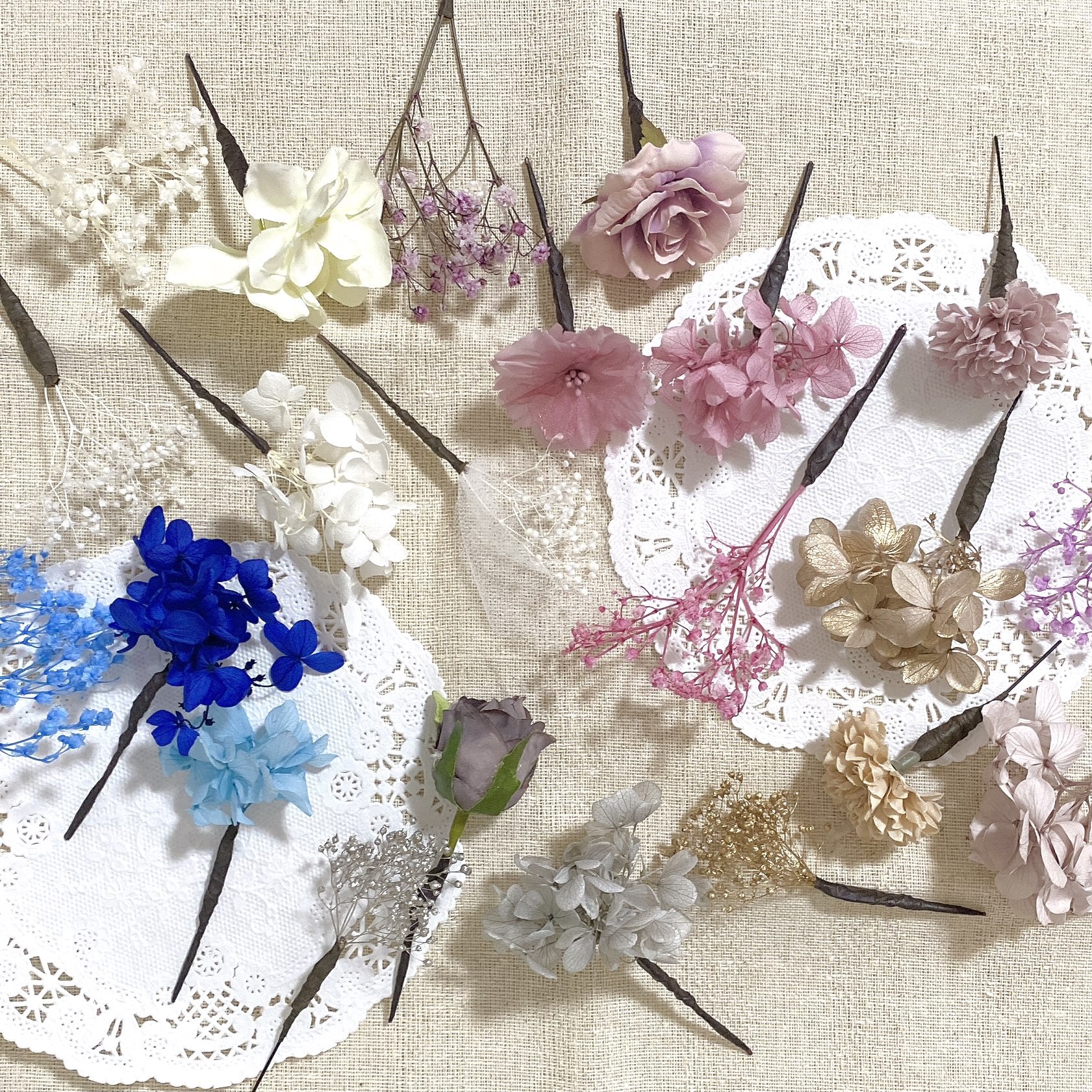 選べる＊セミオーダーヘッドドレス　ヘアパーツ　紫陽花　かすみ草 4,100円