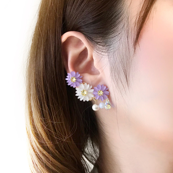 瑪格麗特的耳骨夾&amp;耳環（或稱穿孔耳環）套裝【紫水晶】 第2張的照片