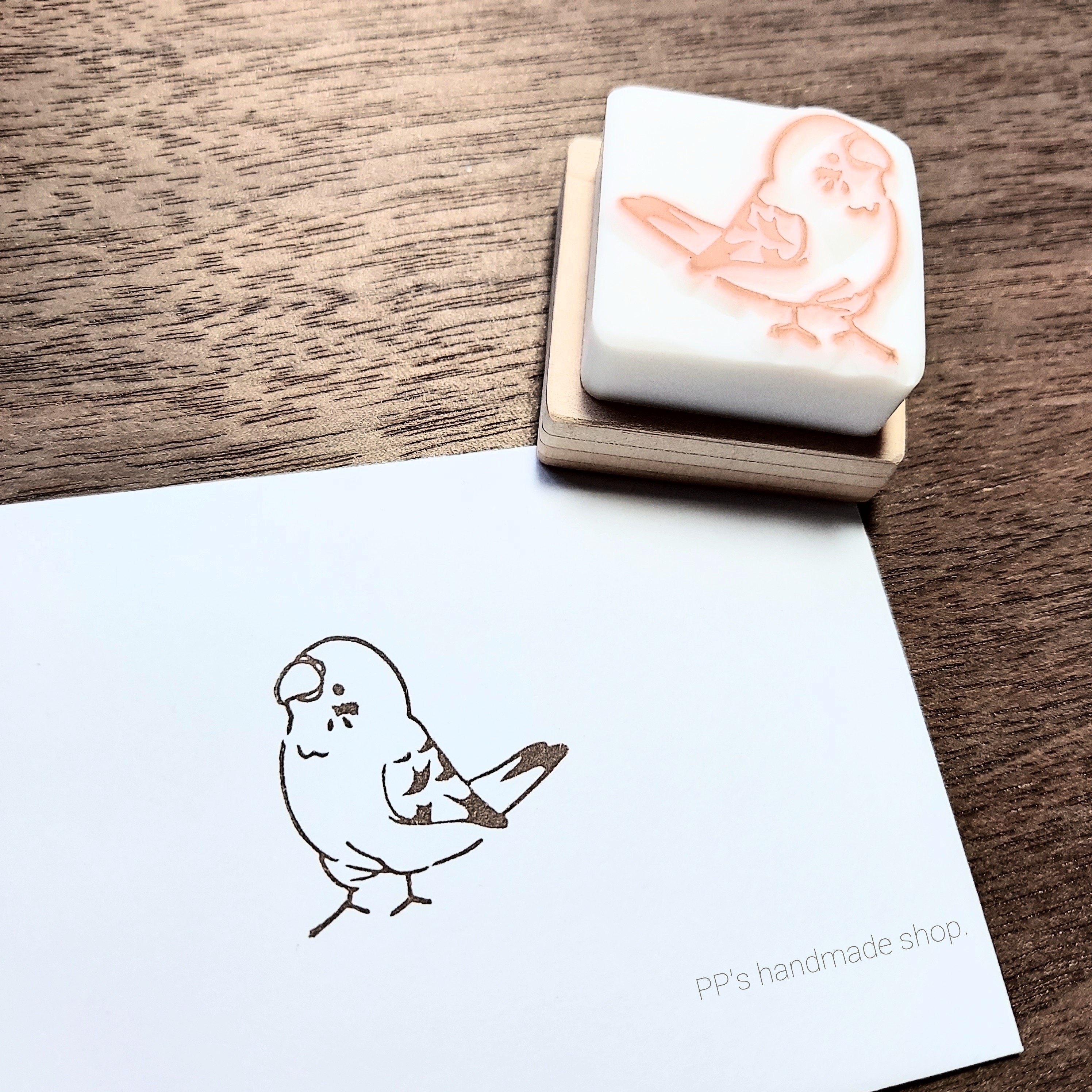 鳥にのって 消しゴムはんこNo.254