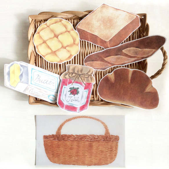 什錦的卡片籃（信封）和可口的麵包，在麵包店購物 第4張的照片