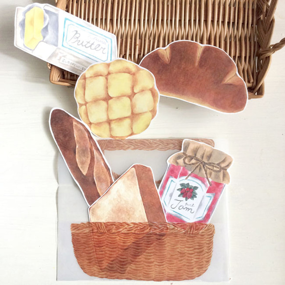 什錦的卡片籃（信封）和可口的麵包，在麵包店購物 第5張的照片