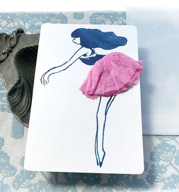 スカートふわふわの踊り子カード☆ピンク 2枚目の画像
