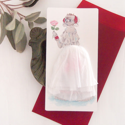 スカートふわふわの純白ねこのドレスカード 2枚目の画像