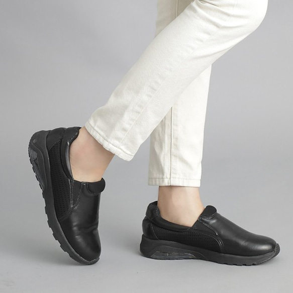 久站OK 減壓氣墊機能工作鞋WORK SHOES 黑ZB0360 平底鞋Bonjour