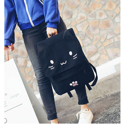 三次元猫大容量ランドセルピンクかわいい漫画バックパックバックパッククレデンシャルバッグ、携帯電話バッグ、サンドイッチジッパーバッ 5枚目の画像