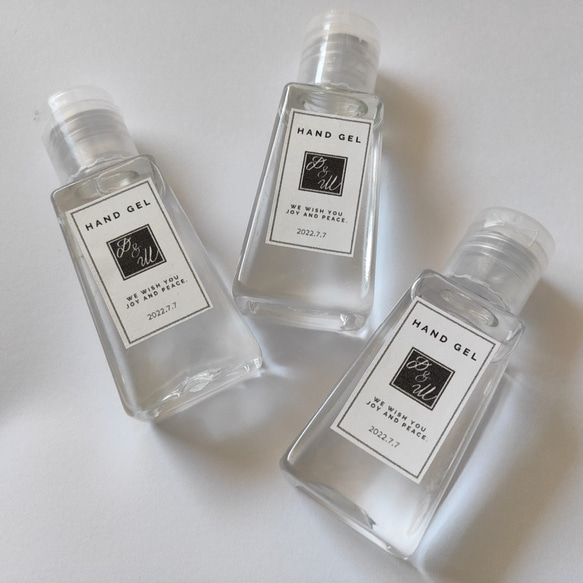 48枚入✳モノトーン 結婚式 サンキューシール ハンドジェル 除菌ジェル シール　コロナ対策 1枚目の画像