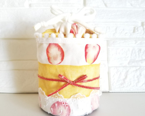 How to make a strawberry drawstring bag] Easy and cute! as a