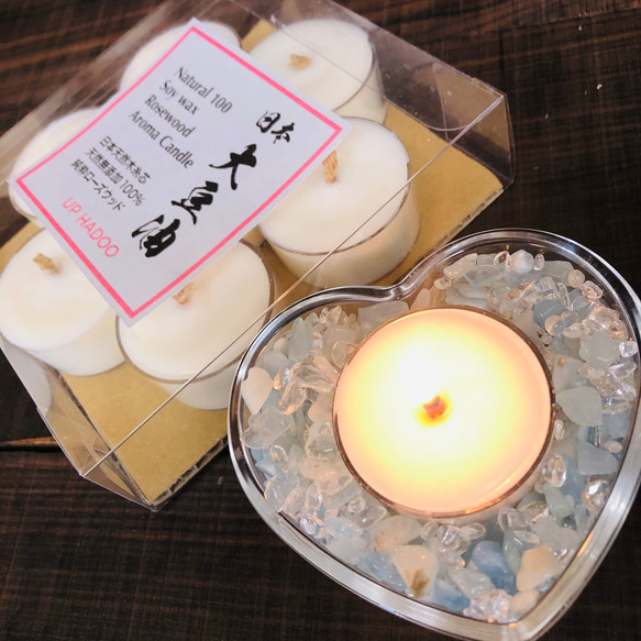 日本soy wax 純粋ホワイトセージ精油 日本木糸芯7個入り アロマキャンドル ティーライト ホワイトセージ 3枚目の画像